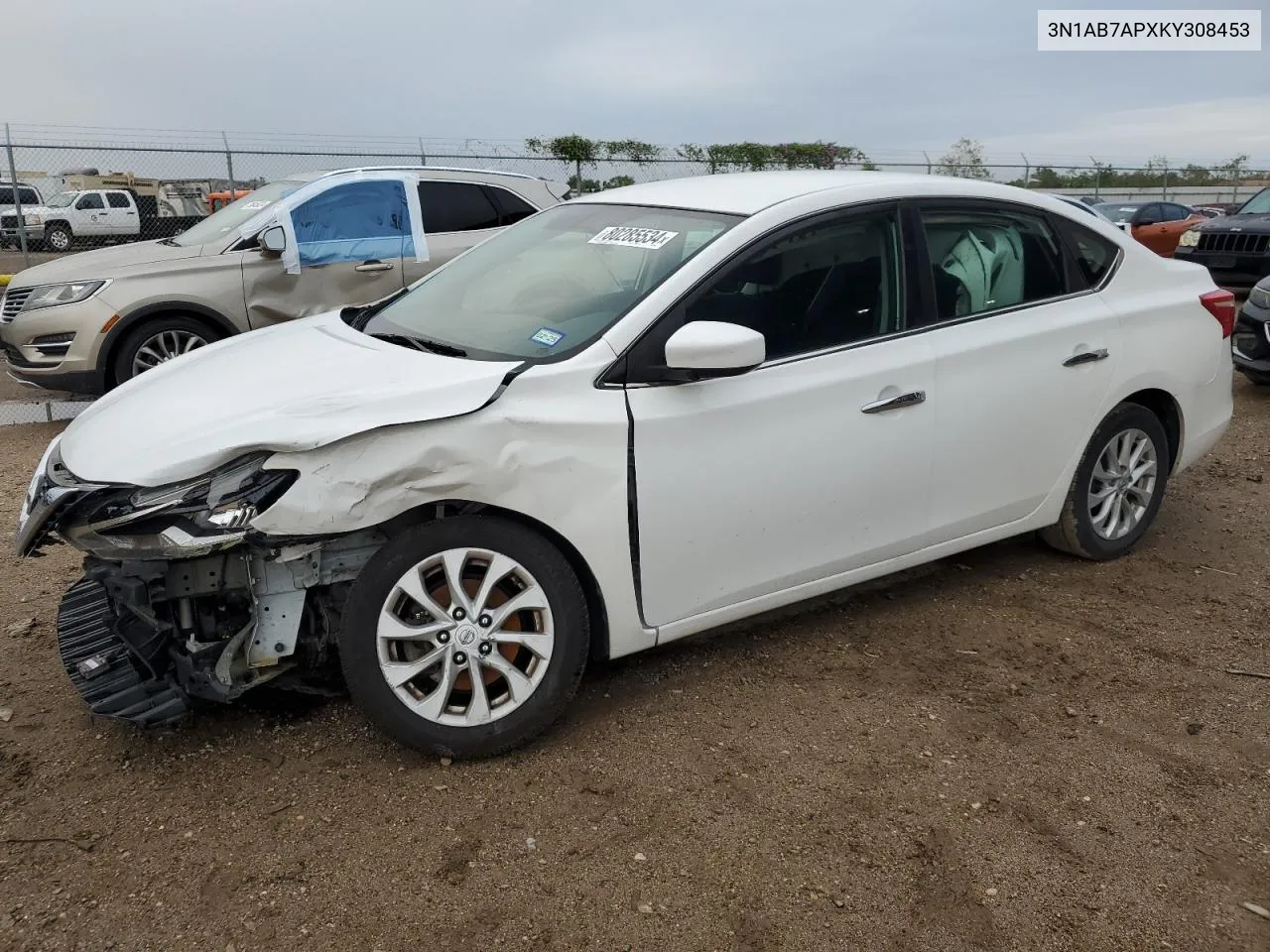 2019 Nissan Sentra S VIN: 3N1AB7APXKY308453 Lot: 80285534