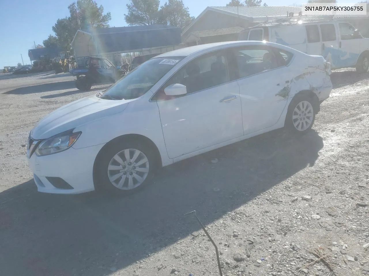 2019 Nissan Sentra S VIN: 3N1AB7AP5KY306755 Lot: 80796154