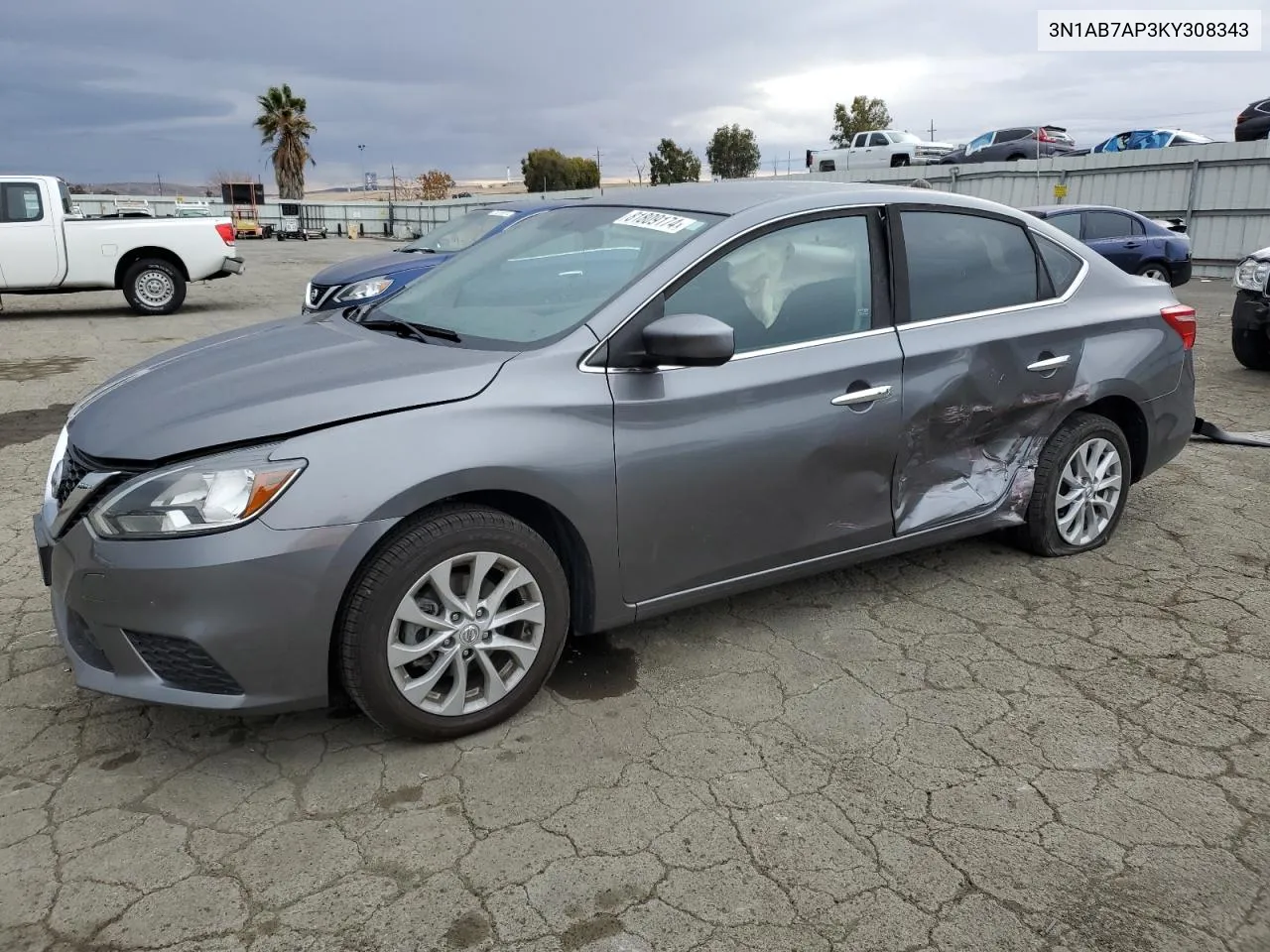 2019 Nissan Sentra S VIN: 3N1AB7AP3KY308343 Lot: 81809174