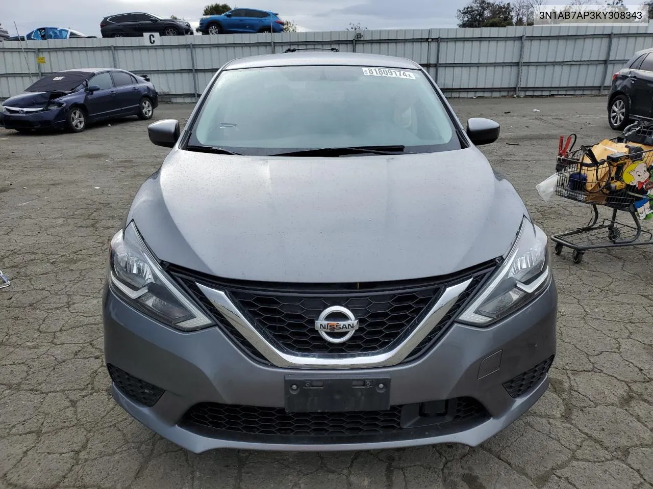 2019 Nissan Sentra S VIN: 3N1AB7AP3KY308343 Lot: 81809174