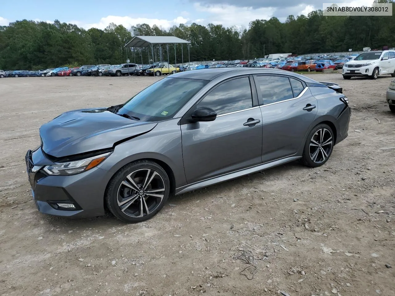 2020 Nissan Sentra Sr VIN: 3N1AB8DV0LY308012 Lot: 74525704