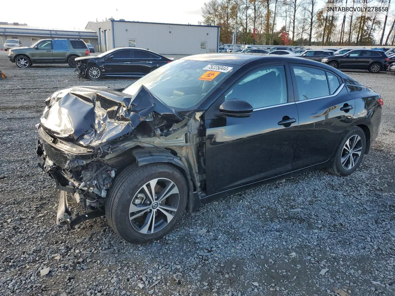 2020 Nissan Sentra Sv VIN: 3N1AB8CV0LY278558 Lot: 75225044