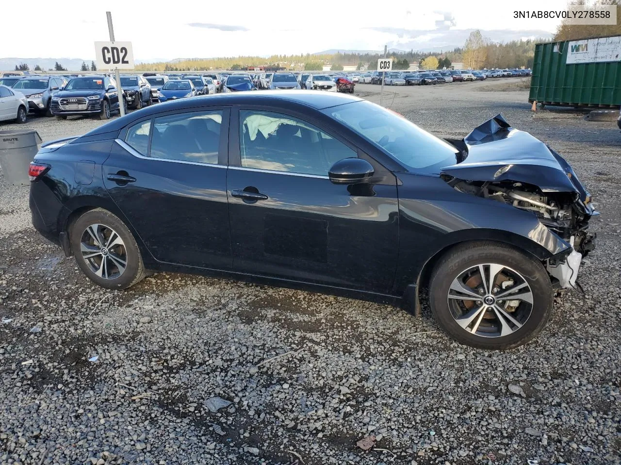 2020 Nissan Sentra Sv VIN: 3N1AB8CV0LY278558 Lot: 75225044