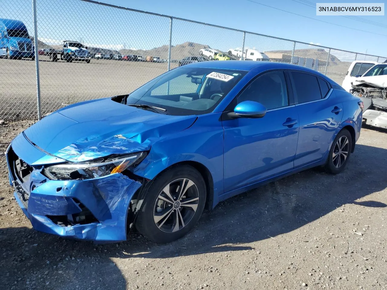 2021 Nissan Sentra Sv VIN: 3N1AB8CV6MY316523 Lot: 47364254