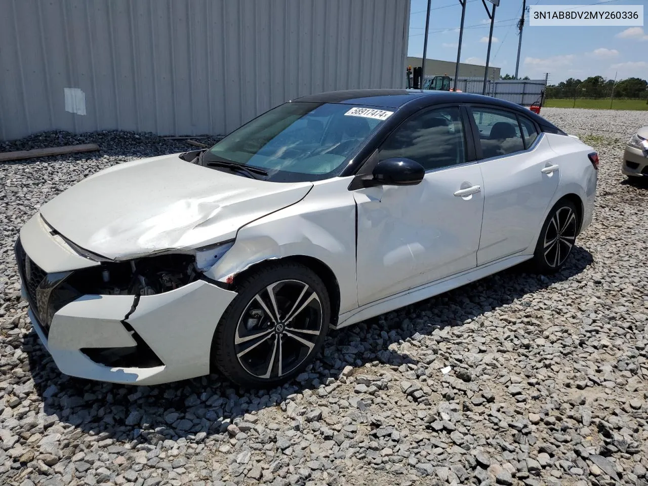 2021 Nissan Sentra Sr VIN: 3N1AB8DV2MY260336 Lot: 58917474