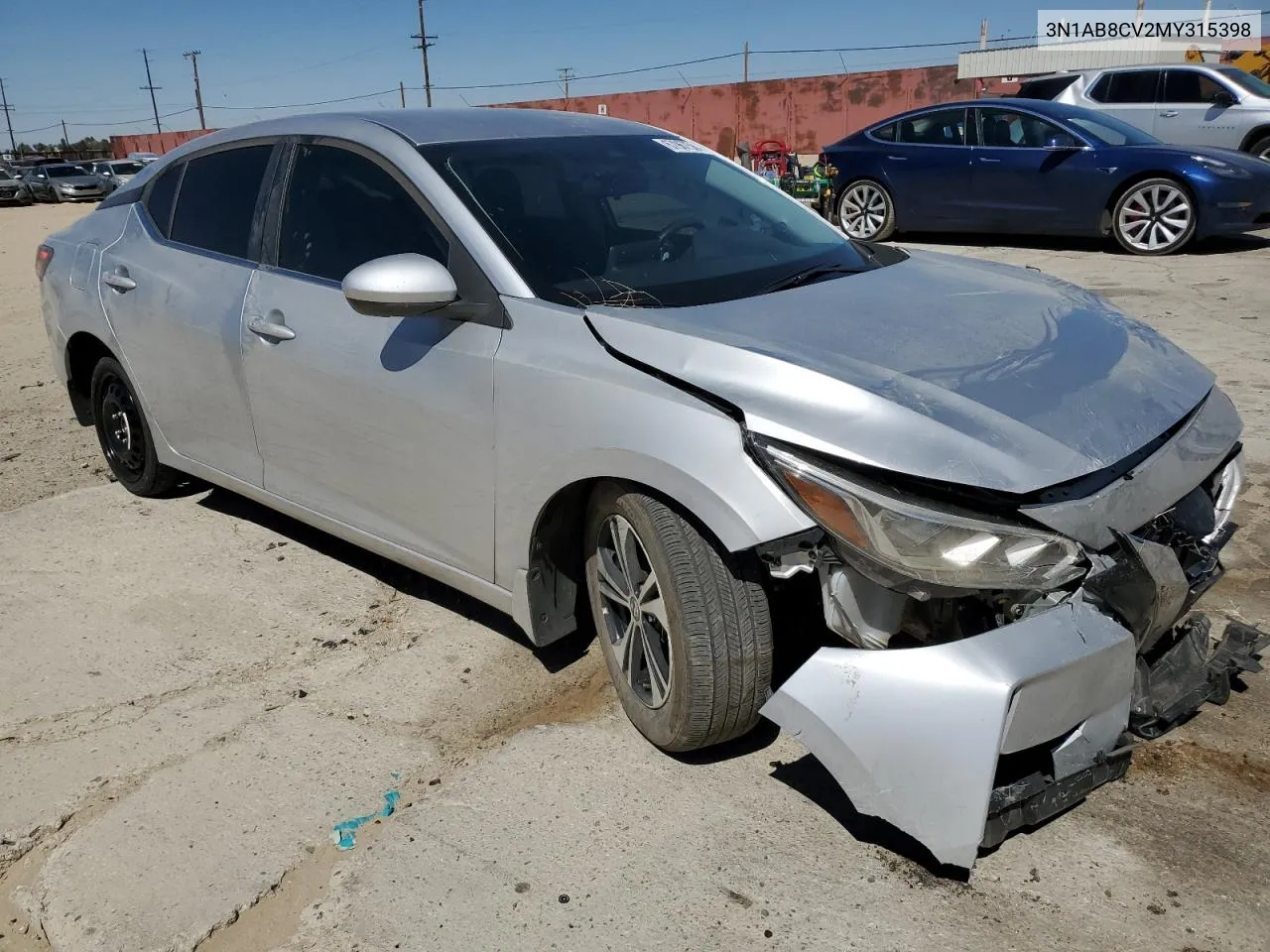 2021 Nissan Sentra Sv VIN: 3N1AB8CV2MY315398 Lot: 67967584