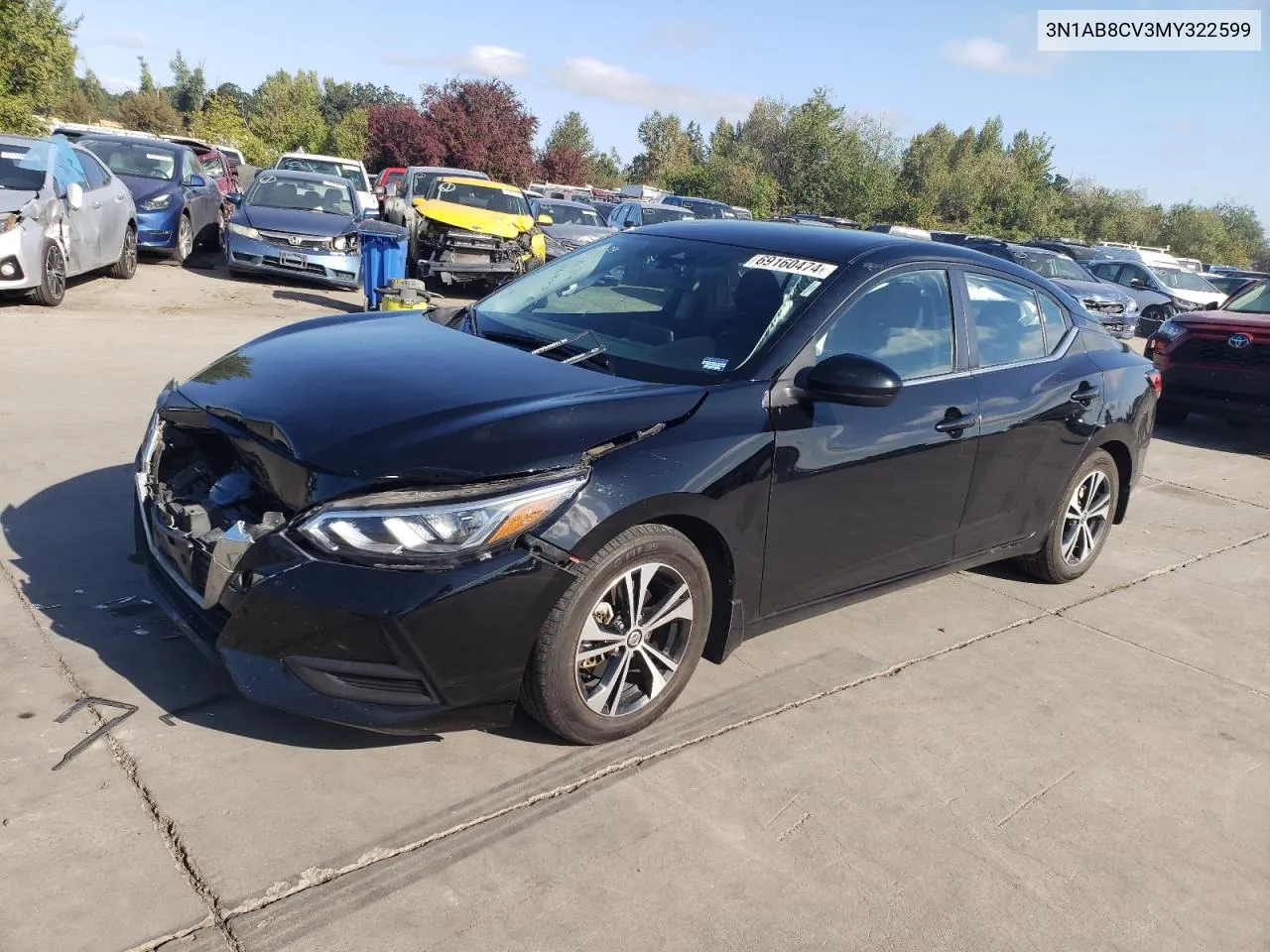 2021 Nissan Sentra Sv VIN: 3N1AB8CV3MY322599 Lot: 69160474