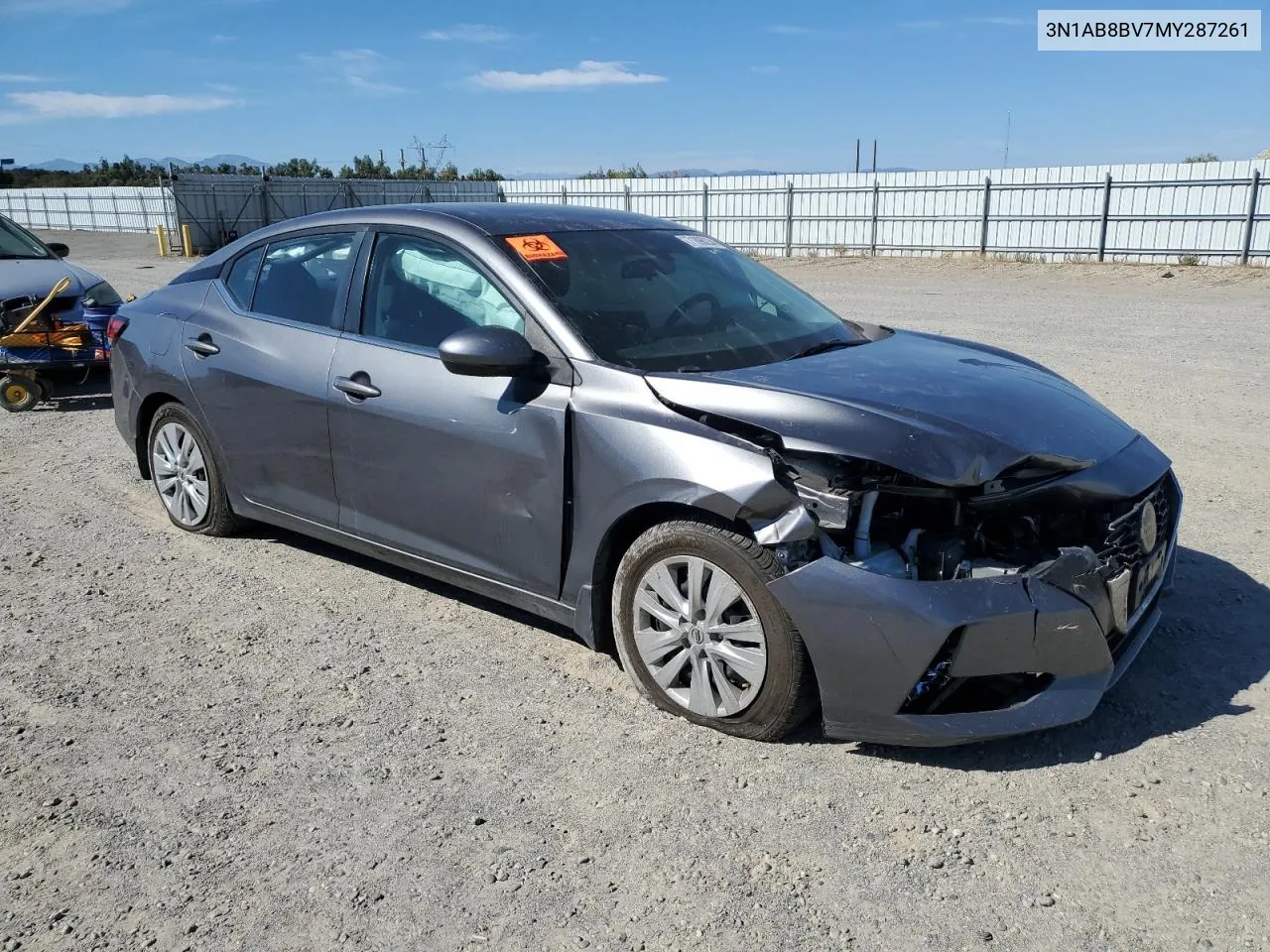 2021 Nissan Sentra S VIN: 3N1AB8BV7MY287261 Lot: 71896234