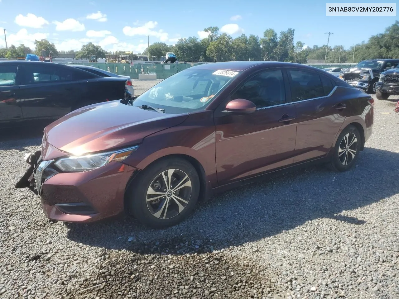 2021 Nissan Sentra Sv VIN: 3N1AB8CV2MY202776 Lot: 72826814