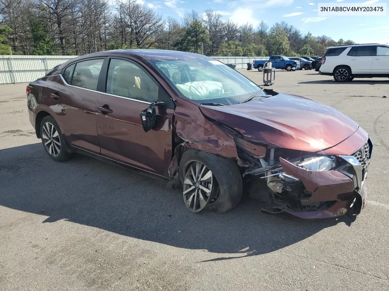 2021 Nissan Sentra Sv VIN: 3N1AB8CV4MY203475 Lot: 72900374