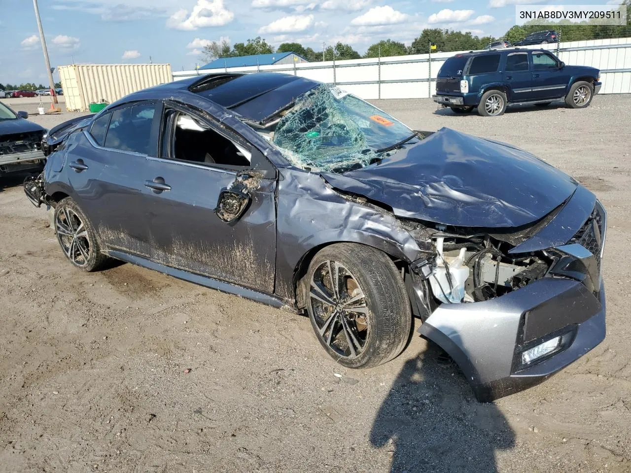 2021 Nissan Sentra Sr VIN: 3N1AB8DV3MY209511 Lot: 73441224