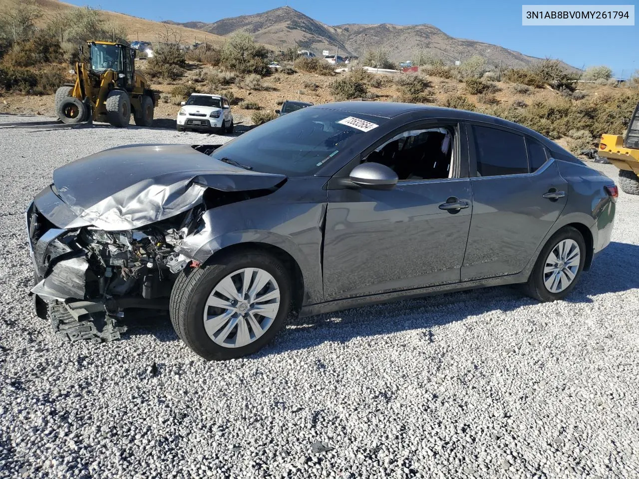 2021 Nissan Sentra S VIN: 3N1AB8BV0MY261794 Lot: 73532654