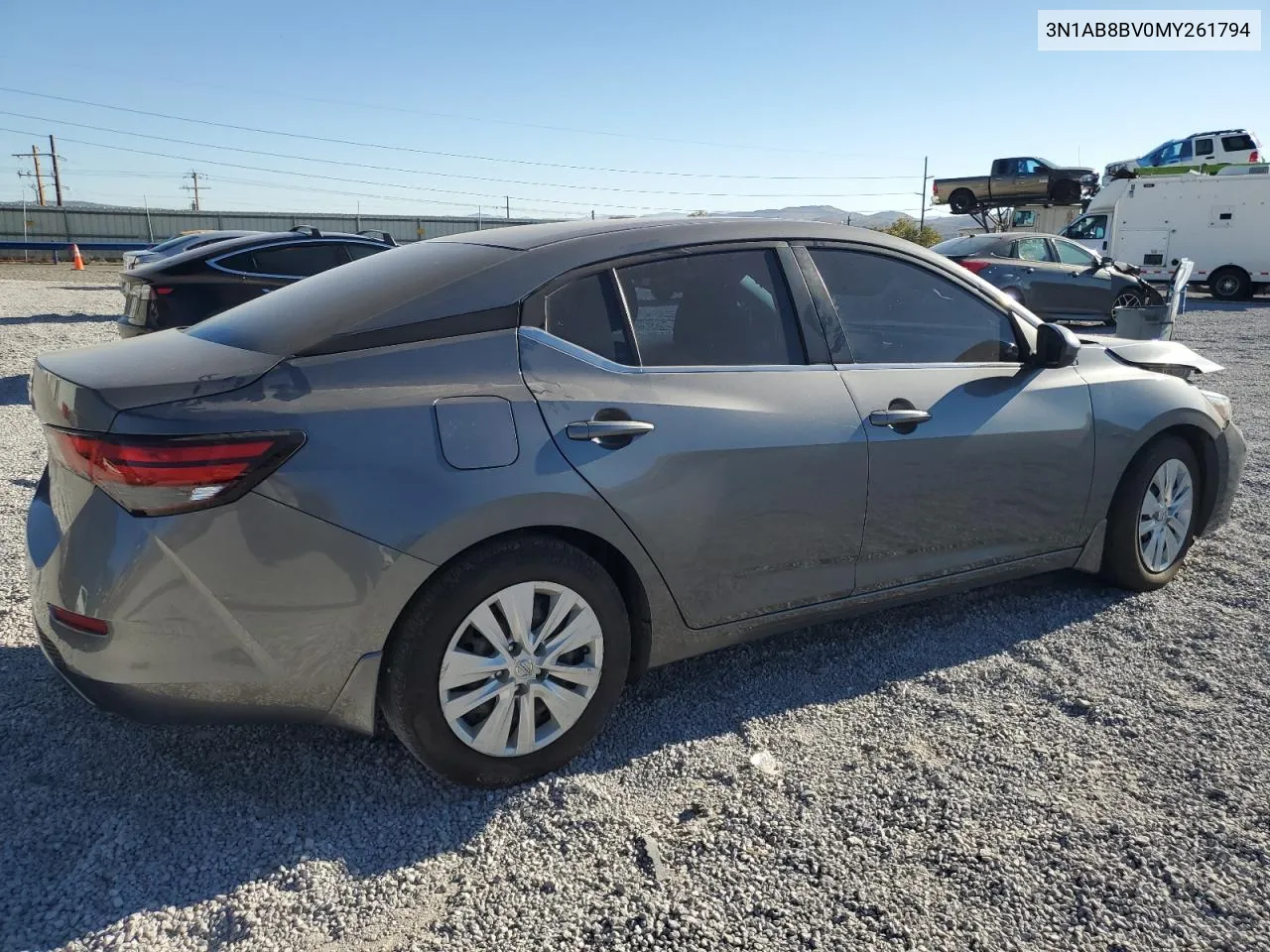 2021 Nissan Sentra S VIN: 3N1AB8BV0MY261794 Lot: 73532654