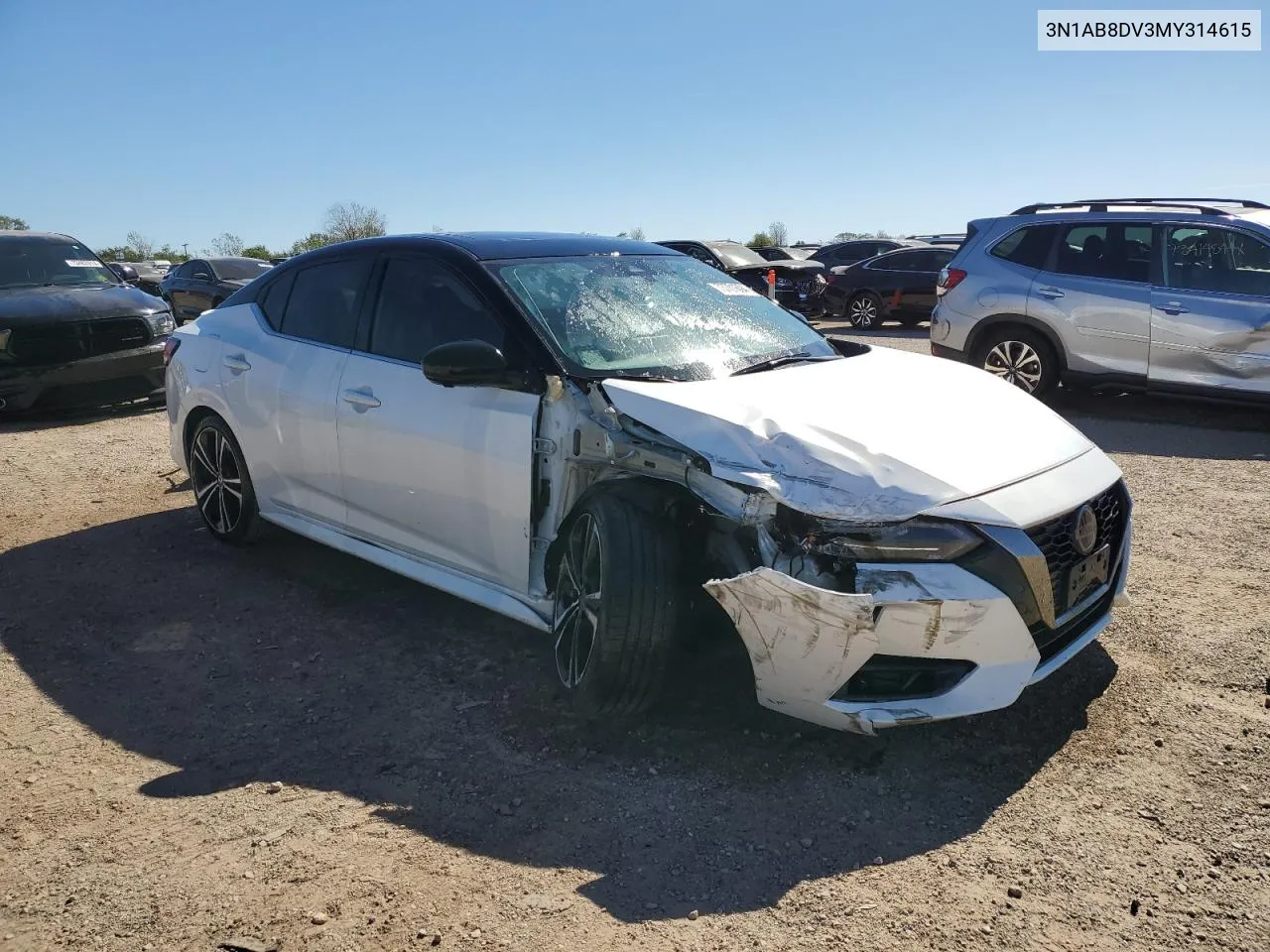 2021 Nissan Sentra Sr VIN: 3N1AB8DV3MY314615 Lot: 73701694