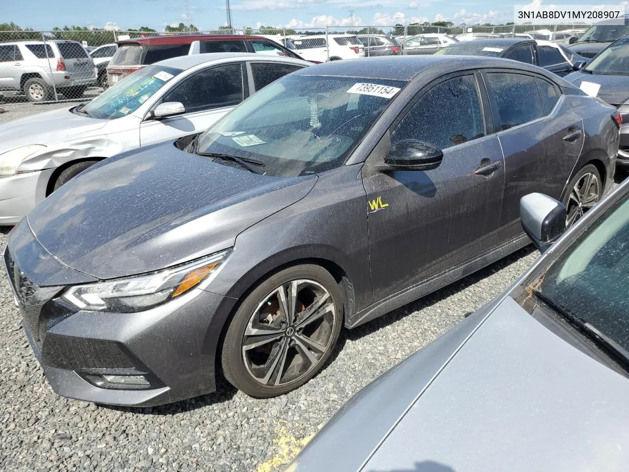 2021 Nissan Sentra Sr VIN: 3N1AB8DV1MY208907 Lot: 73951154