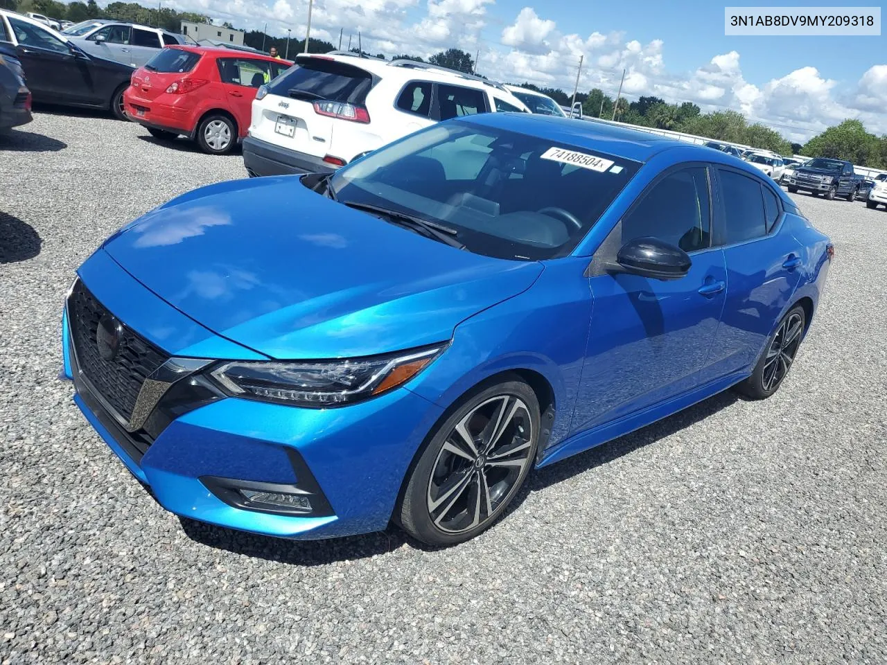 2021 Nissan Sentra Sr VIN: 3N1AB8DV9MY209318 Lot: 74188504