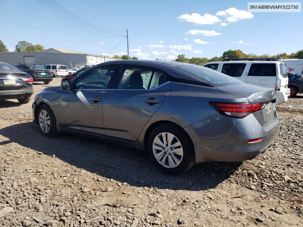 2021 Nissan Sentra S VIN: 3N1AB8BV6MY322730 Lot: 74894024