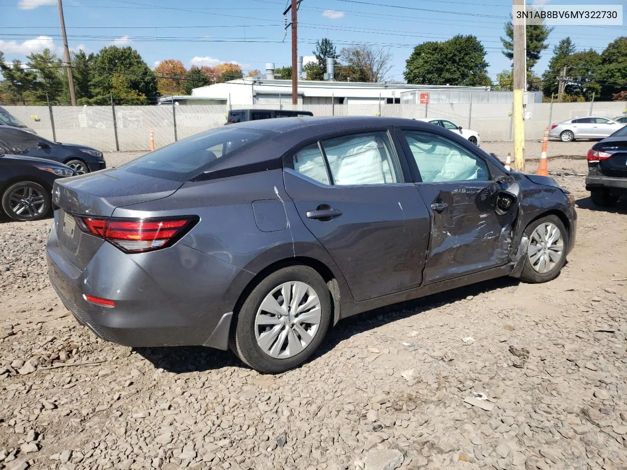 2021 Nissan Sentra S VIN: 3N1AB8BV6MY322730 Lot: 74894024