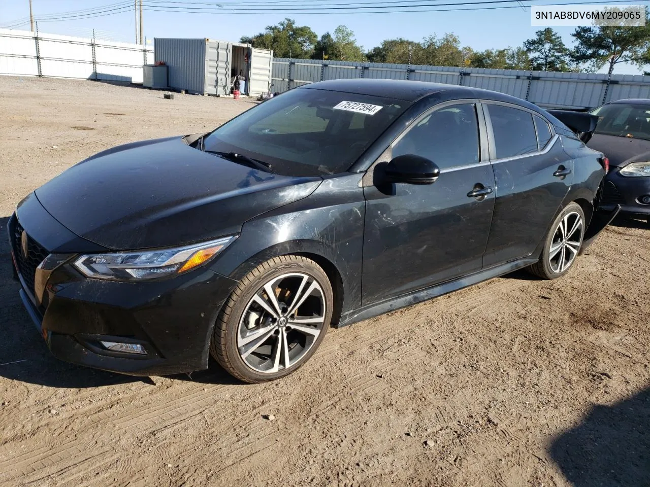 2021 Nissan Sentra Sr VIN: 3N1AB8DV6MY209065 Lot: 75727594