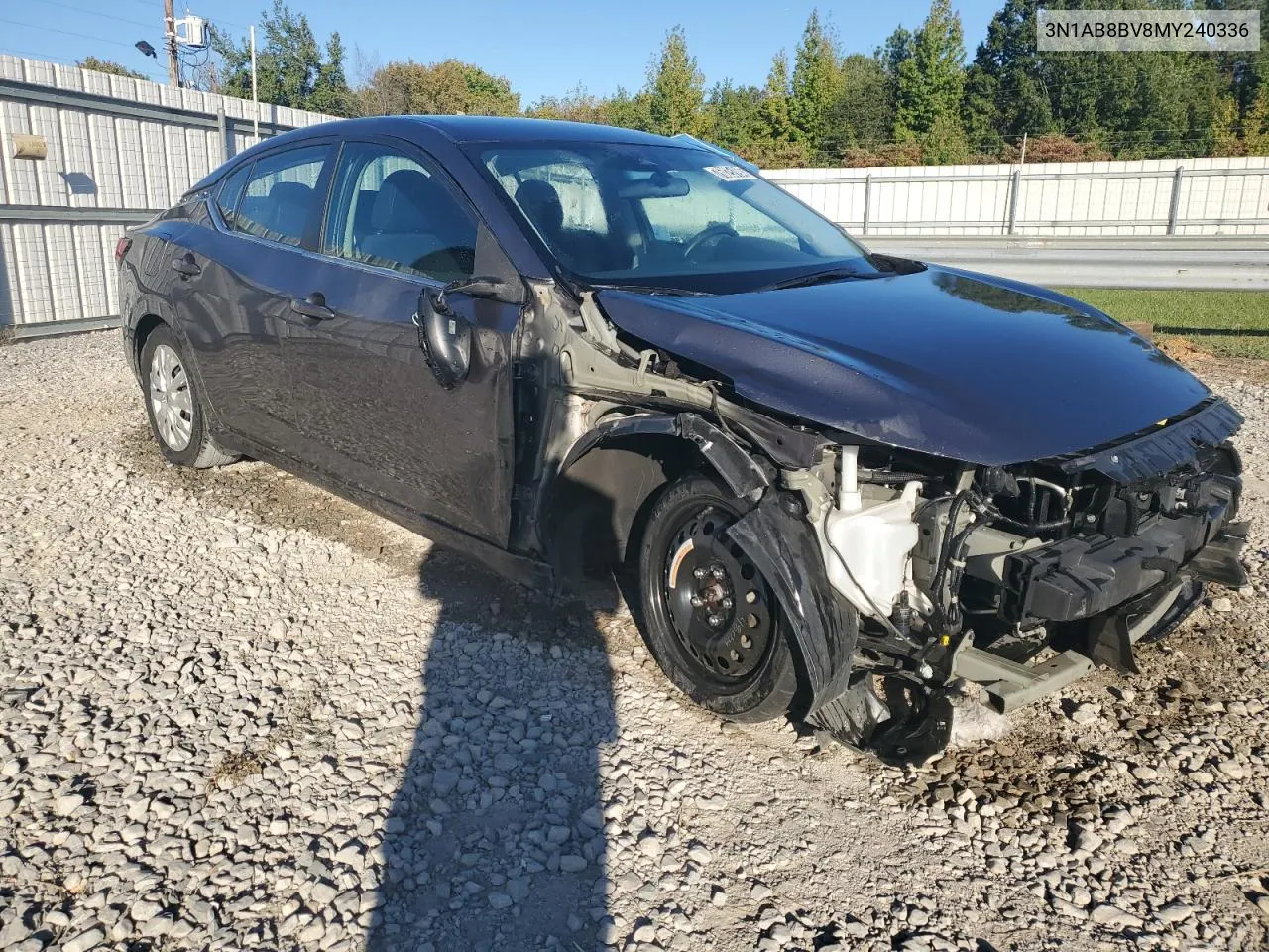 2021 Nissan Sentra S VIN: 3N1AB8BV8MY240336 Lot: 76025194