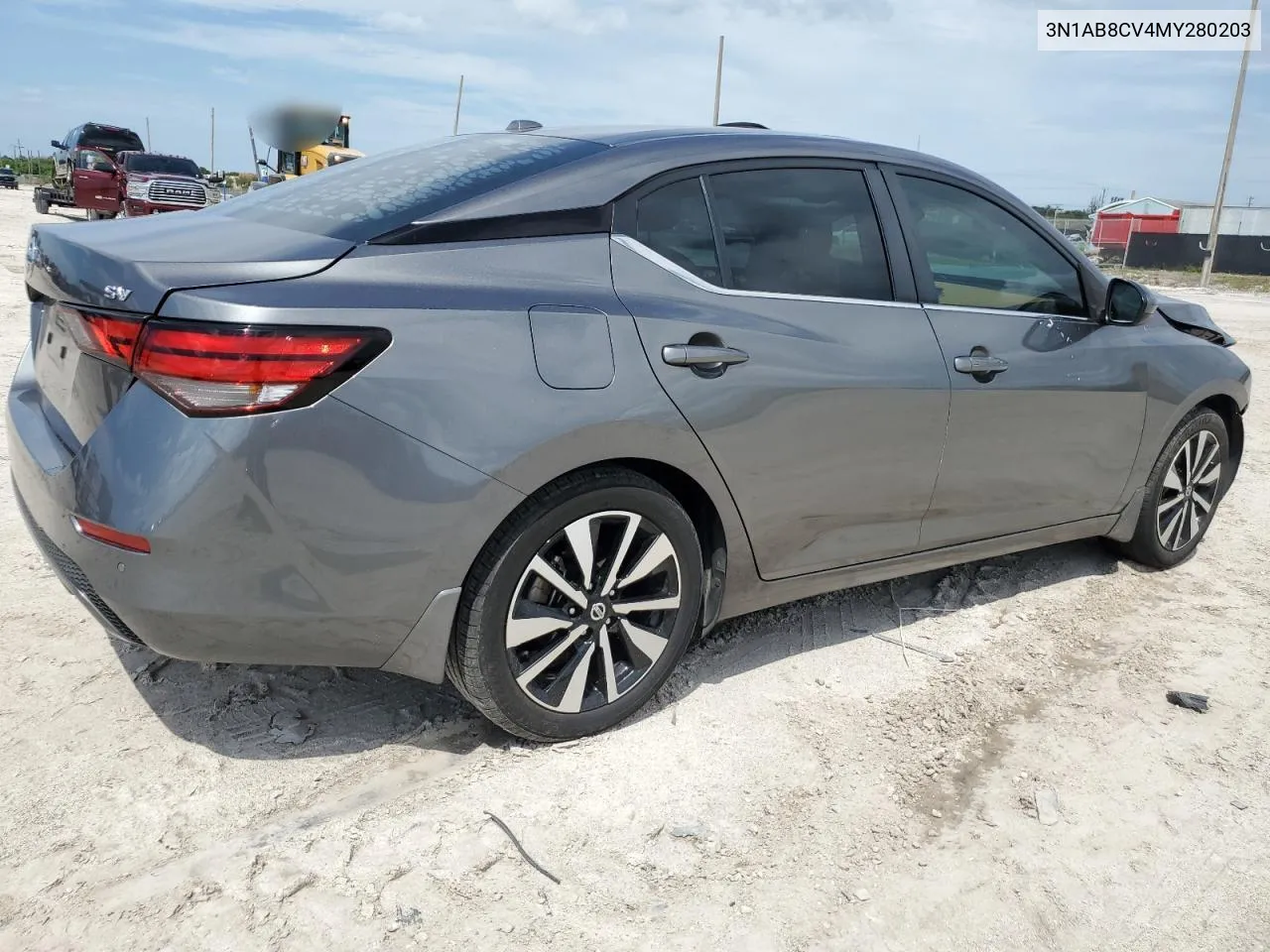 2021 Nissan Sentra Sv VIN: 3N1AB8CV4MY280203 Lot: 76638624