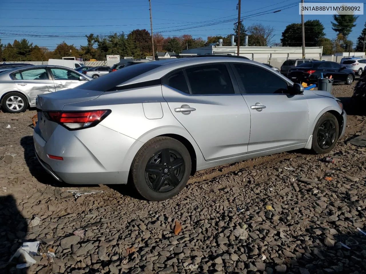 2021 Nissan Sentra S VIN: 3N1AB8BV1MY309092 Lot: 76974864