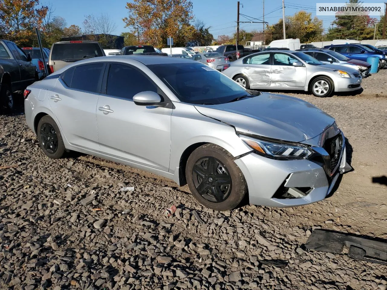 2021 Nissan Sentra S VIN: 3N1AB8BV1MY309092 Lot: 76974864