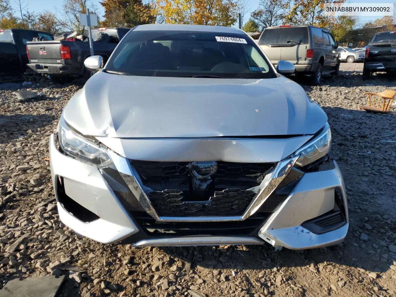 2021 Nissan Sentra S VIN: 3N1AB8BV1MY309092 Lot: 76974864