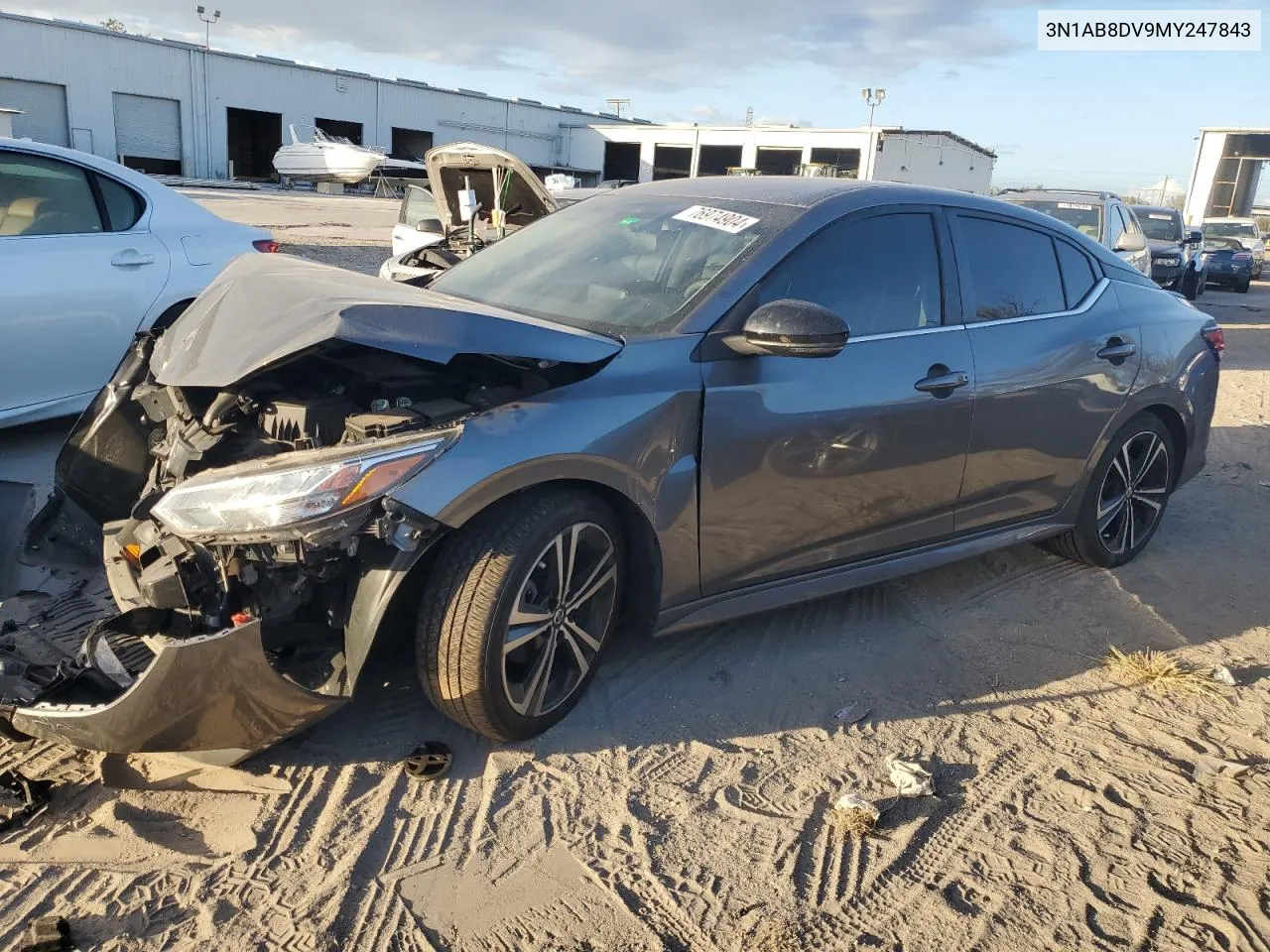 2021 Nissan Sentra Sr VIN: 3N1AB8DV9MY247843 Lot: 76974904