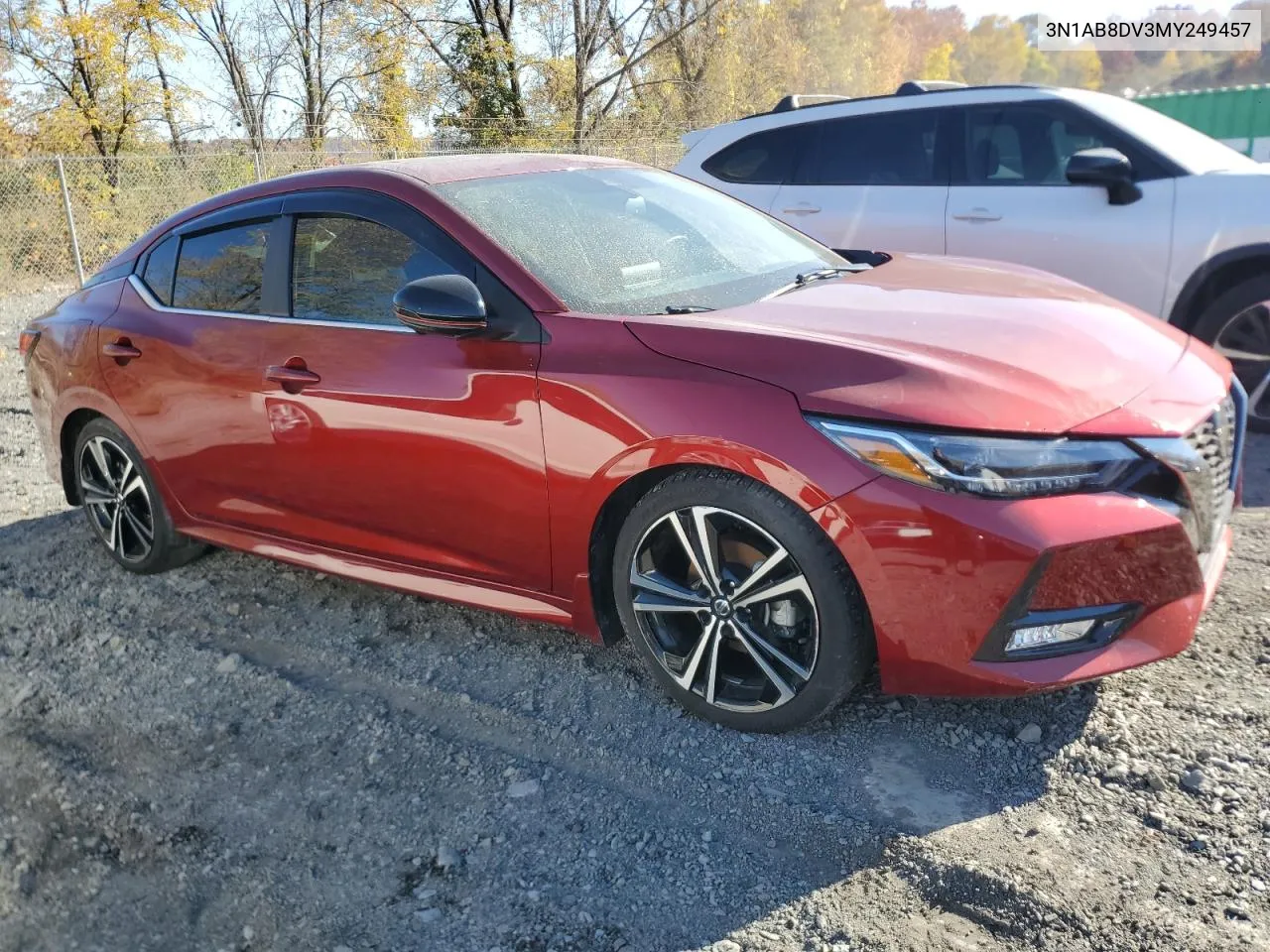 2021 Nissan Sentra Sr VIN: 3N1AB8DV3MY249457 Lot: 77569724