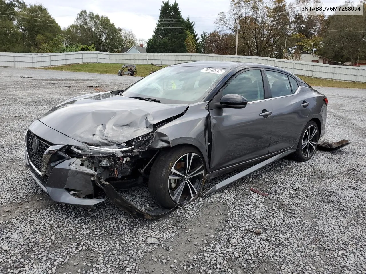 2021 Nissan Sentra Sr VIN: 3N1AB8DV5MY258094 Lot: 79290834