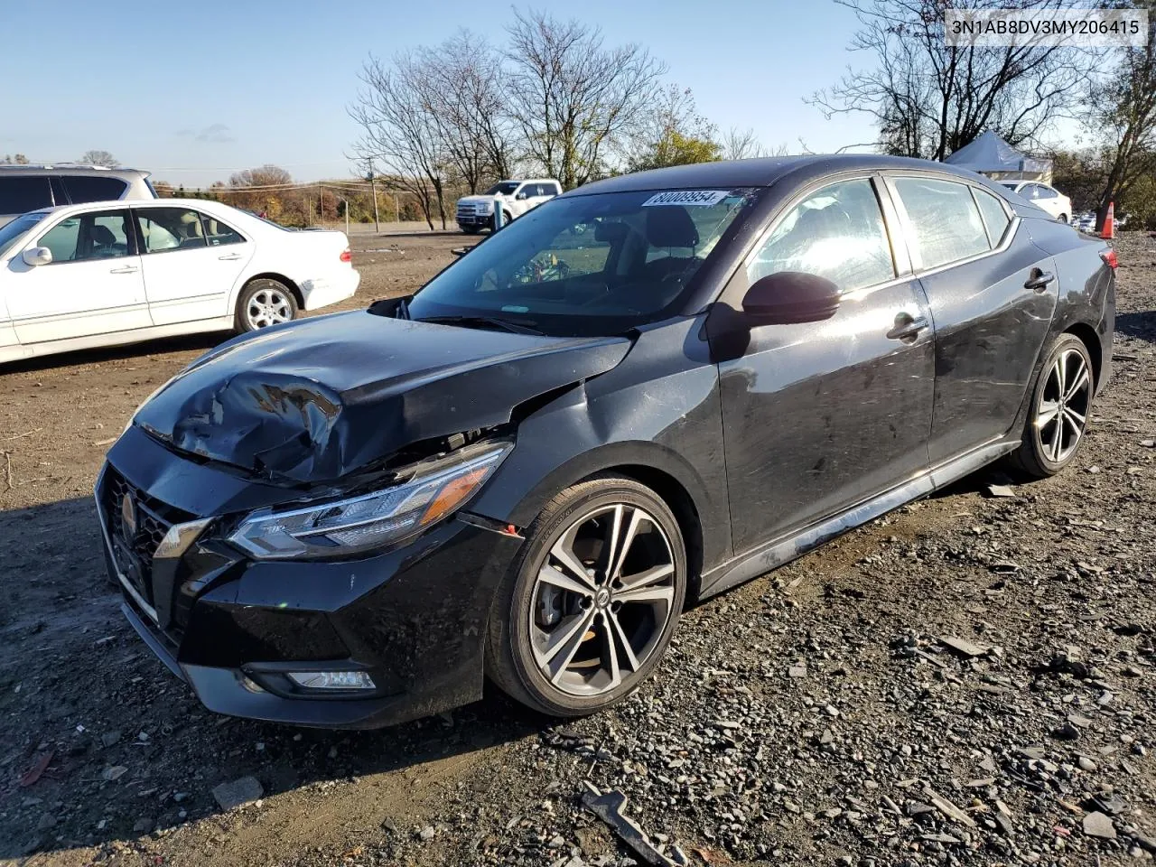 2021 Nissan Sentra Sr VIN: 3N1AB8DV3MY206415 Lot: 80009954