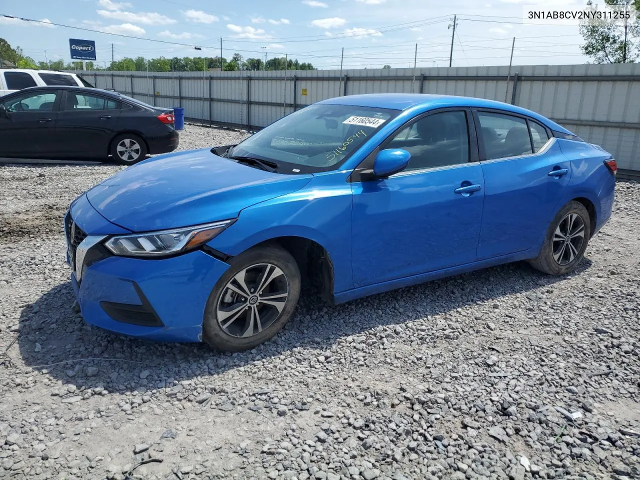 3N1AB8CV2NY311255 2022 Nissan Sentra Sv