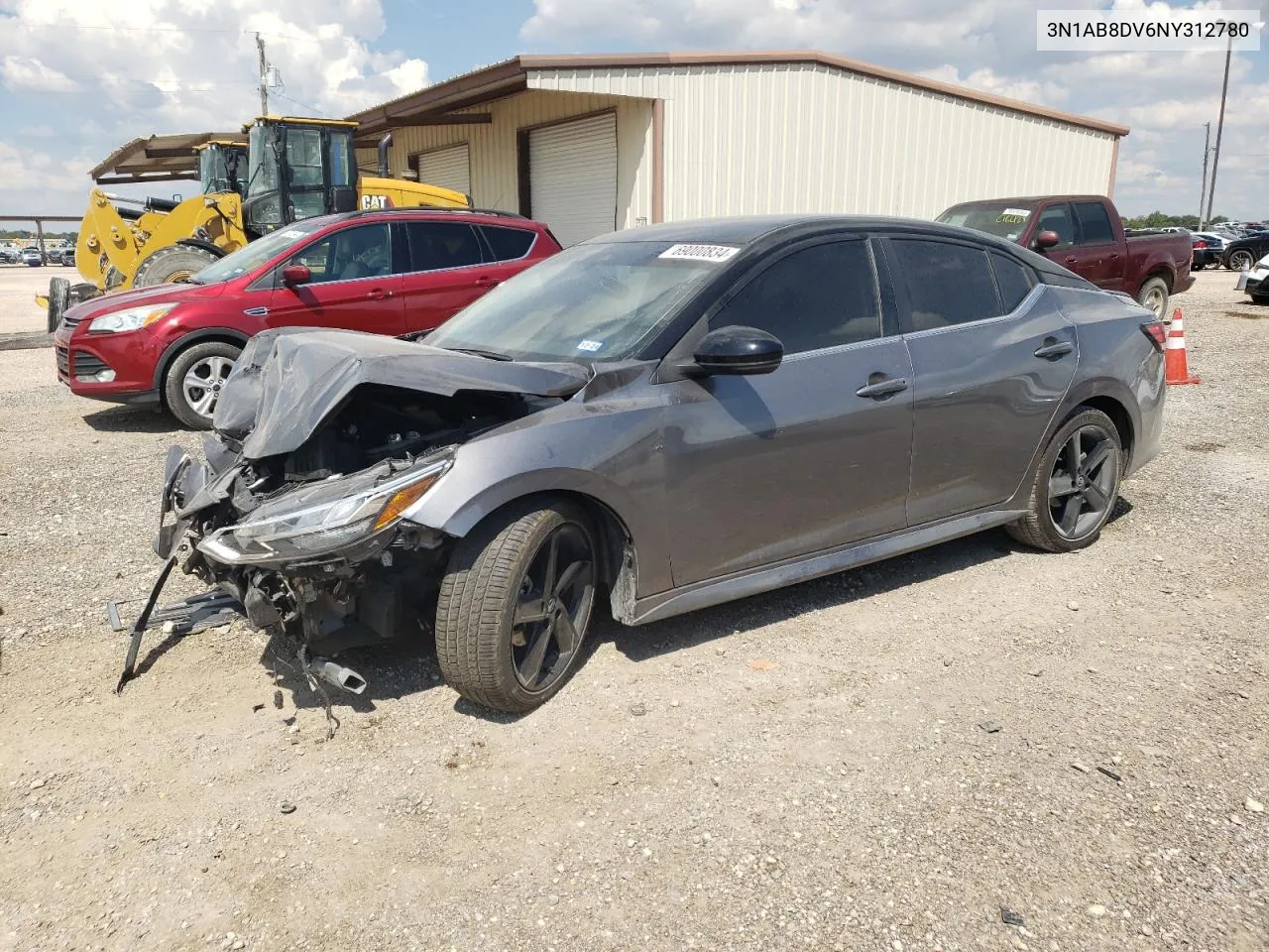 2022 Nissan Sentra Sr VIN: 3N1AB8DV6NY312780 Lot: 69000834