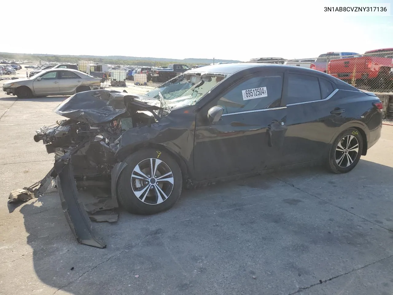 2022 Nissan Sentra Sv VIN: 3N1AB8CVZNY317136 Lot: 69512504