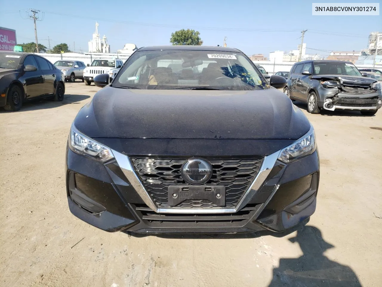 2022 Nissan Sentra Sv VIN: 3N1AB8CV0NY301274 Lot: 70209034