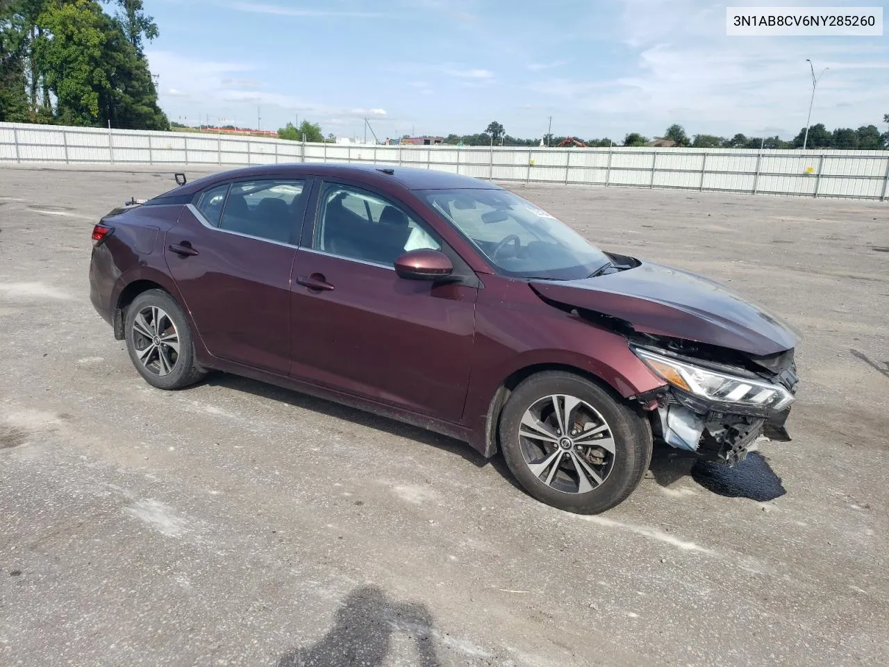 2022 Nissan Sentra Sv VIN: 3N1AB8CV6NY285260 Lot: 70251354