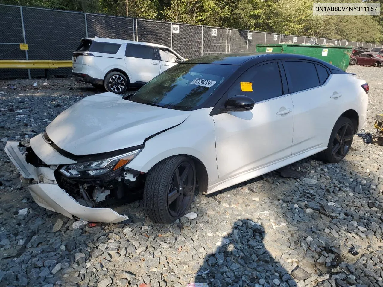 2022 Nissan Sentra Sr VIN: 3N1AB8DV4NY311157 Lot: 70794074