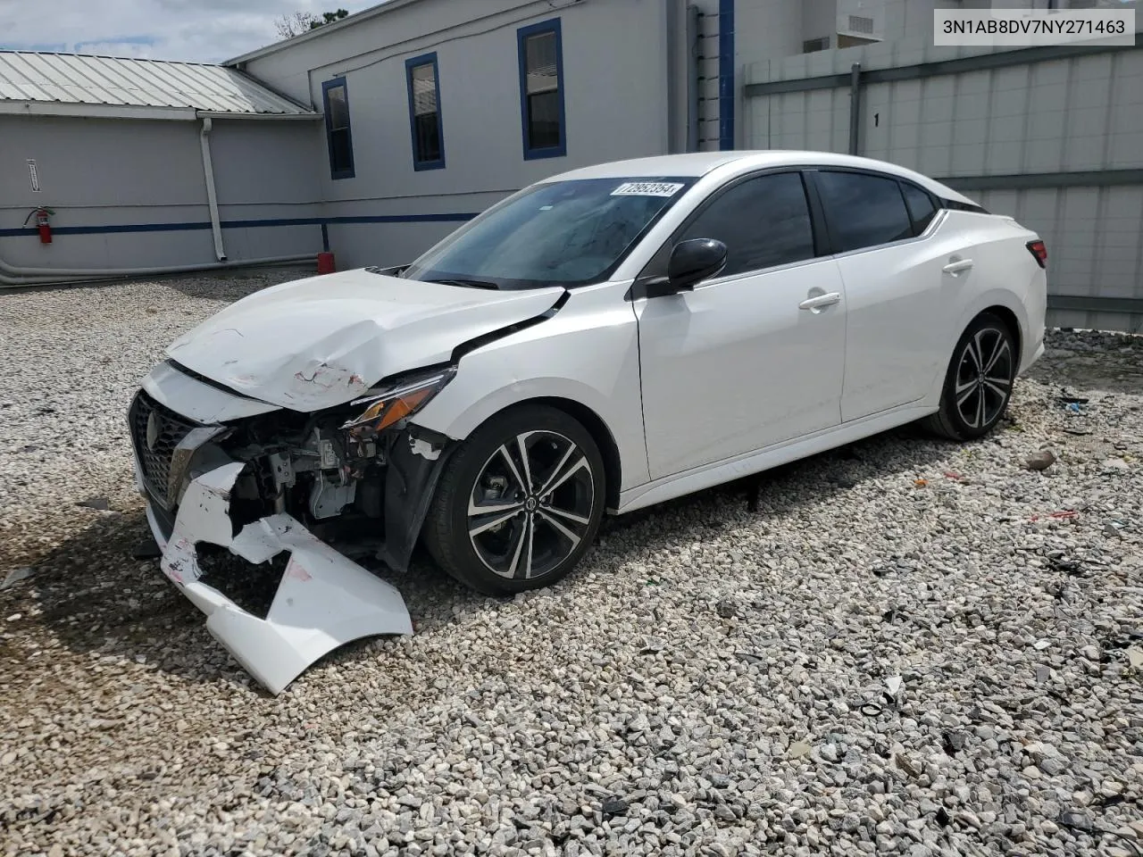 2022 Nissan Sentra Sr VIN: 3N1AB8DV7NY271463 Lot: 72952354