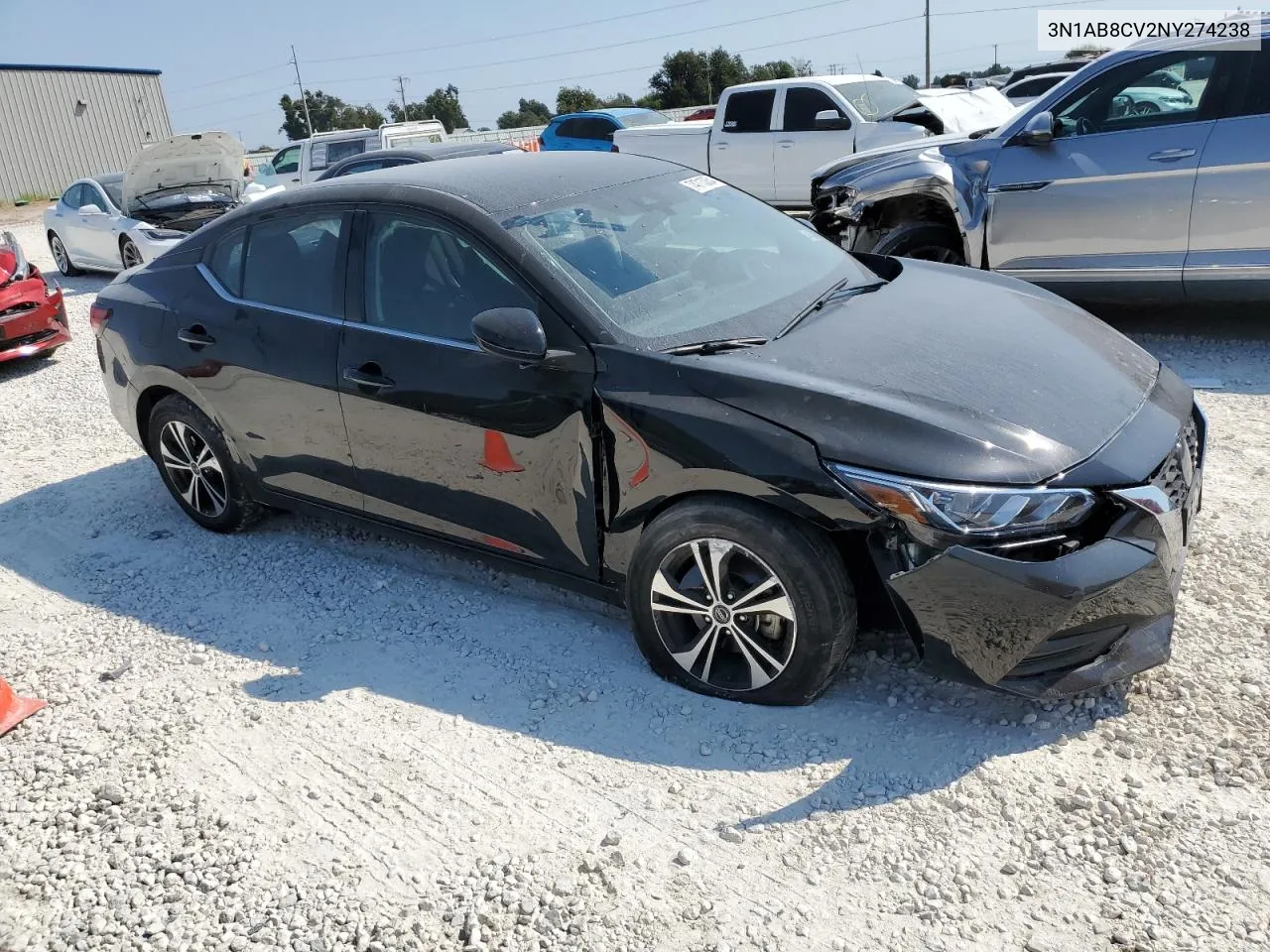 2022 Nissan Sentra Sv VIN: 3N1AB8CV2NY274238 Lot: 74713054