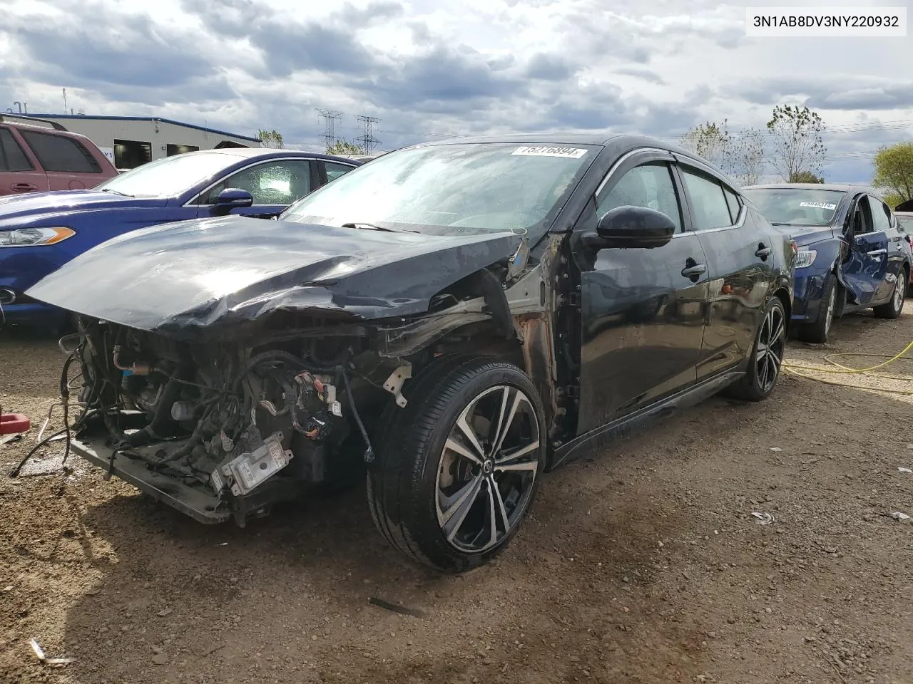 2022 Nissan Sentra Sr VIN: 3N1AB8DV3NY220932 Lot: 75276894