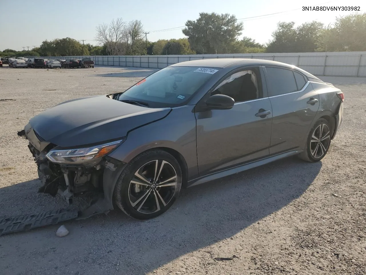 2022 Nissan Sentra Sr VIN: 3N1AB8DV6NY303982 Lot: 75355714