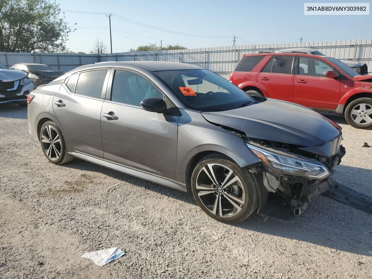 2022 Nissan Sentra Sr VIN: 3N1AB8DV6NY303982 Lot: 75355714