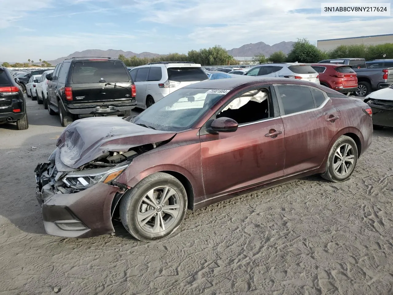 2022 Nissan Sentra Sv VIN: 3N1AB8CV8NY217624 Lot: 75901884