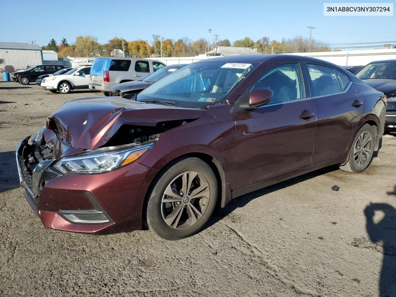 2022 Nissan Sentra Sv VIN: 3N1AB8CV3NY307294 Lot: 77163724