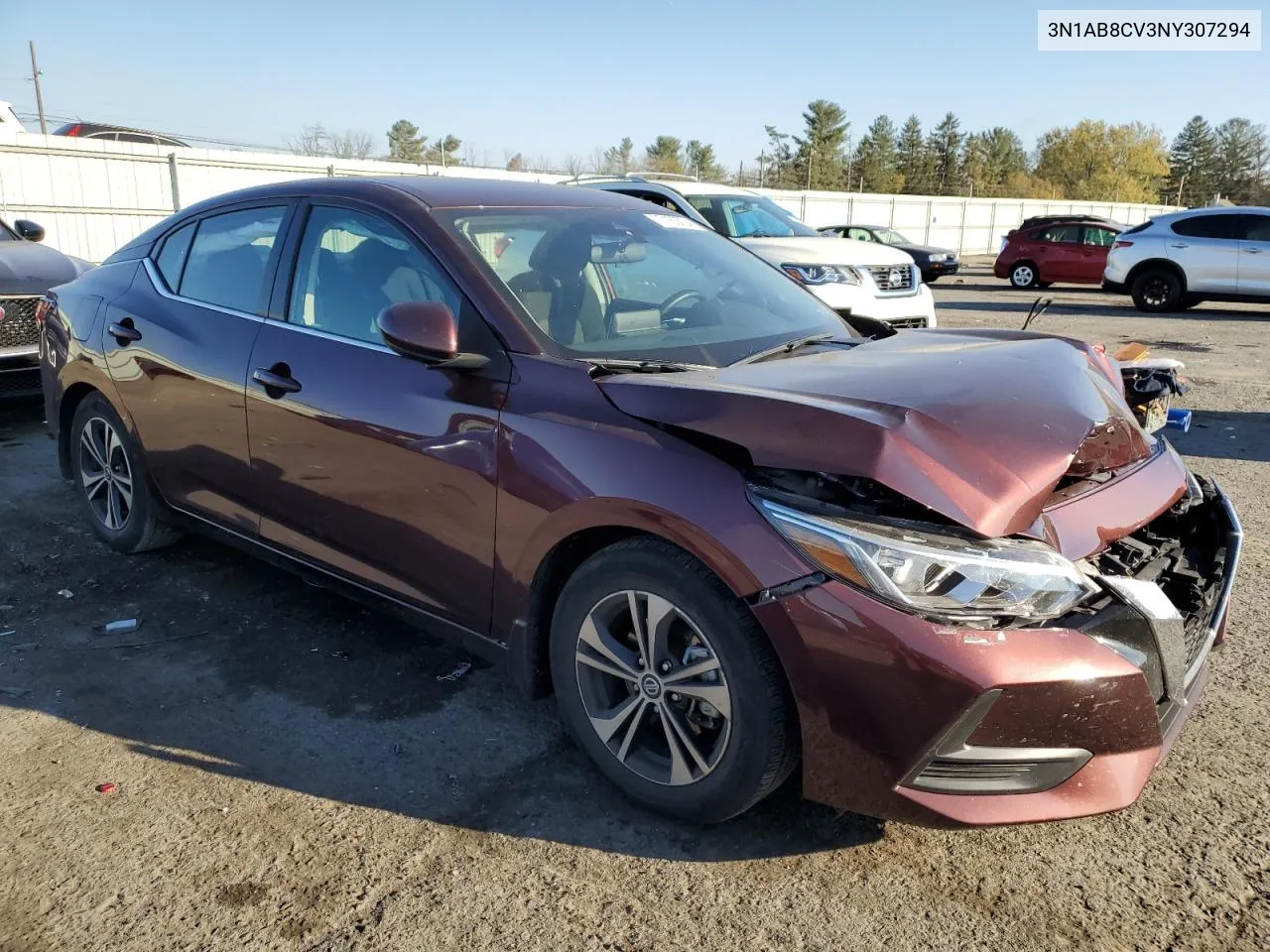 2022 Nissan Sentra Sv VIN: 3N1AB8CV3NY307294 Lot: 77163724