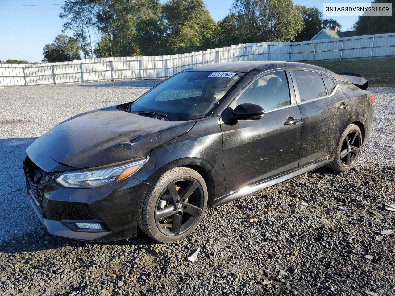 2022 Nissan Sentra Sr VIN: 3N1AB8DV3NY231509 Lot: 77171164