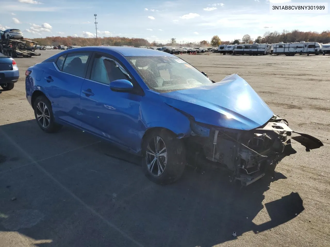 2022 Nissan Sentra Sv VIN: 3N1AB8CV8NY301989 Lot: 78100654