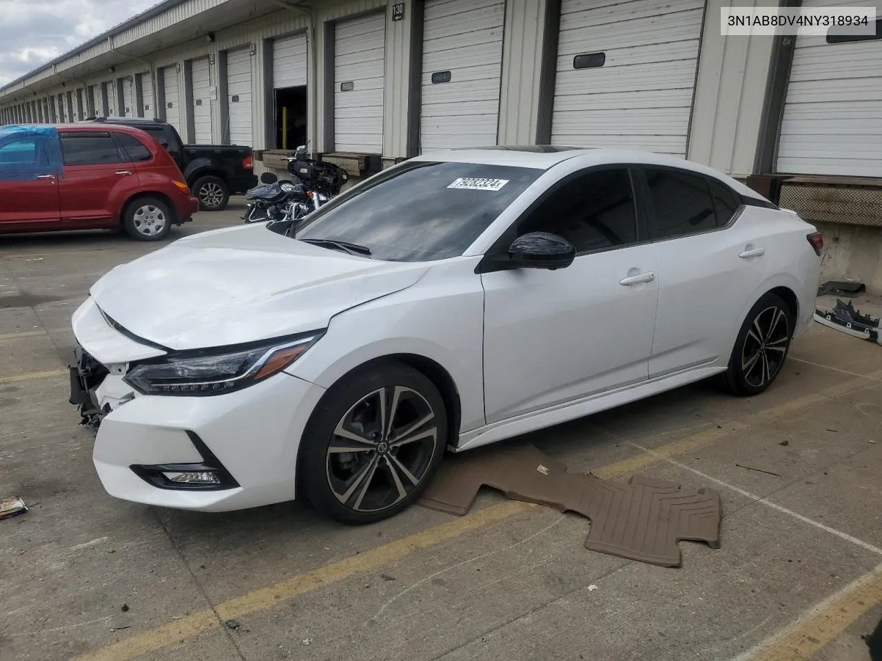 2022 Nissan Sentra Sr VIN: 3N1AB8DV4NY318934 Lot: 79282324