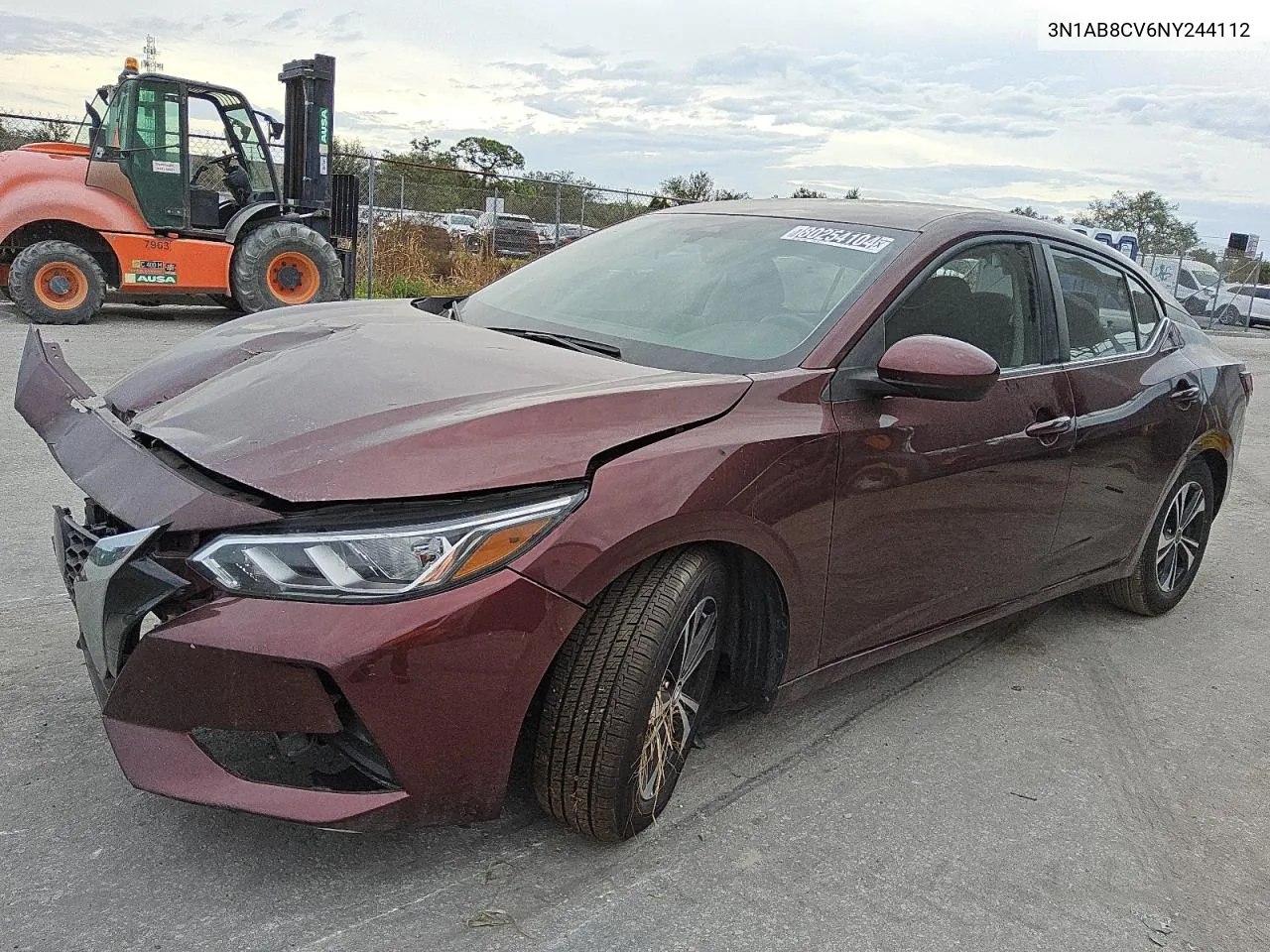 2022 Nissan Sentra Sv VIN: 3N1AB8CV6NY244112 Lot: 80254104